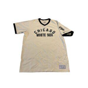 2022 Chicago White Sox Cream Block New Era Tee Official MLB Jersey V-Neck Large